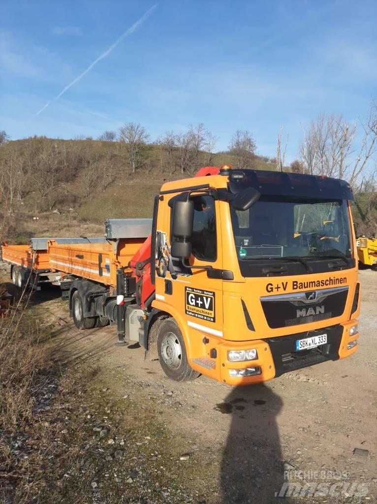 MAN LKW Camion plateau ridelle avec grue