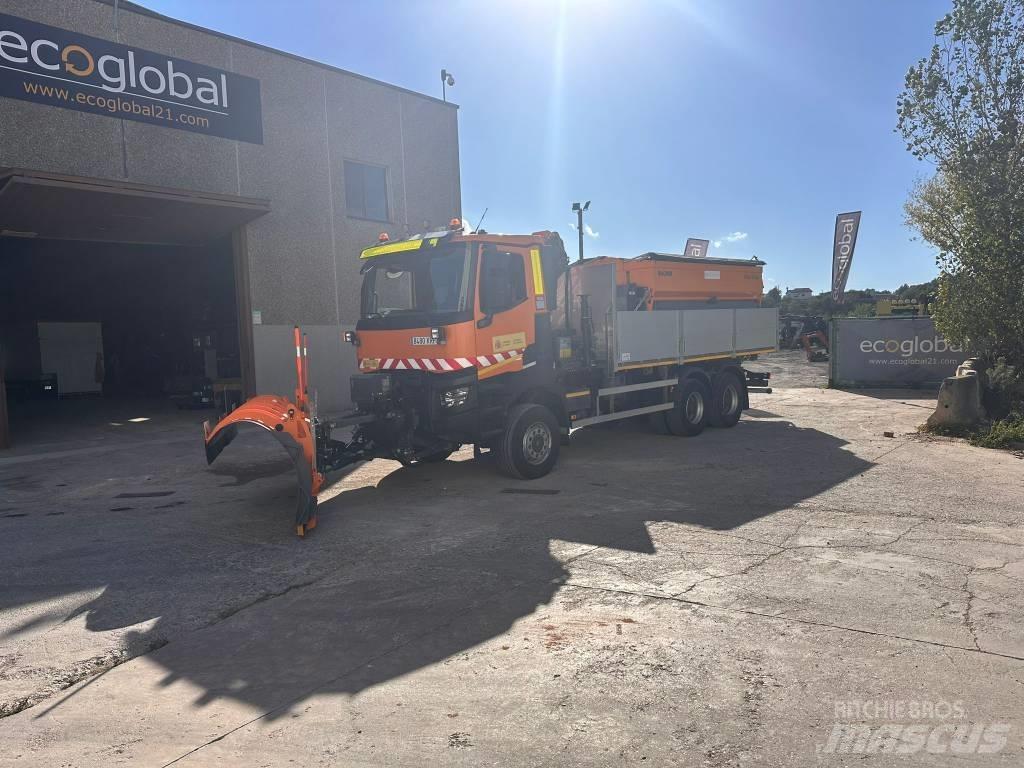 Renault K460 Camion plateau ridelle avec grue