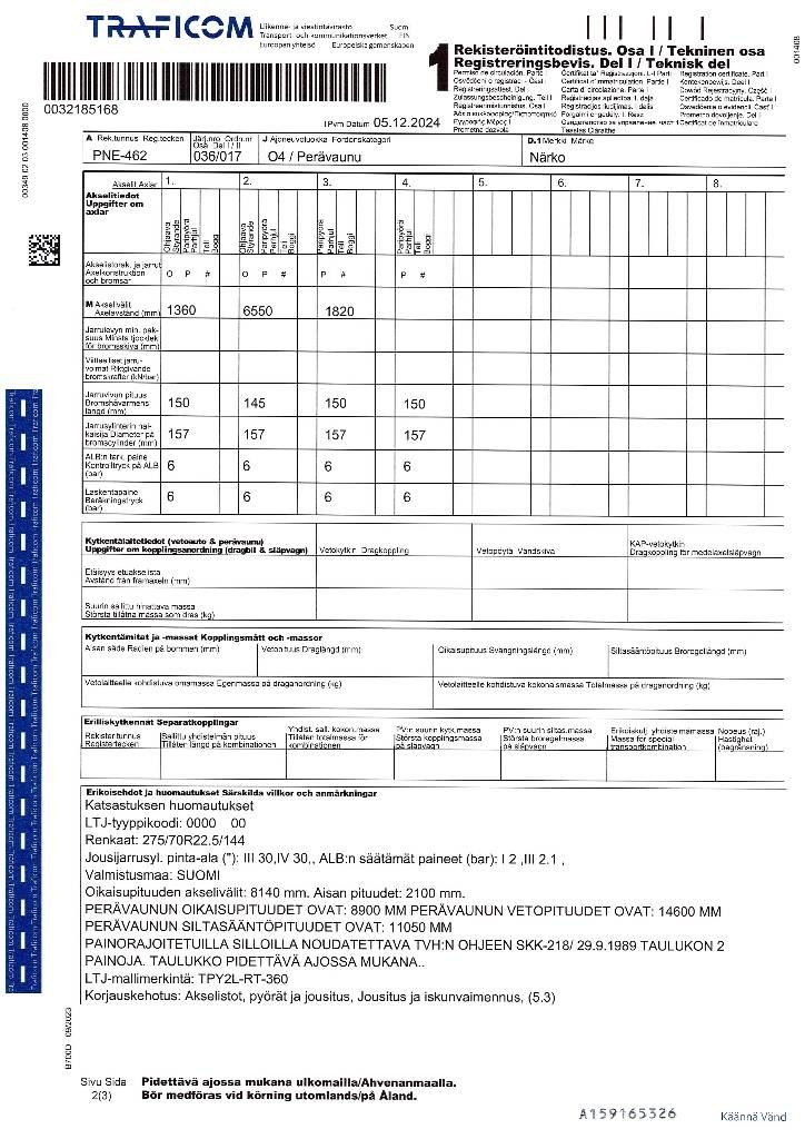 Närko TPY2L-RT-360 Remorque à bras