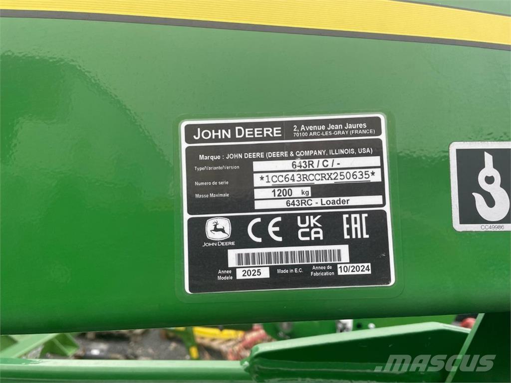John Deere 643R Chargeur frontal, fourche