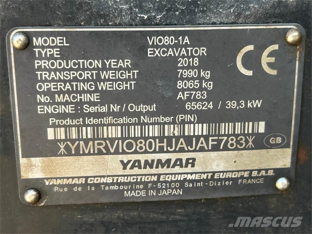 Yanmar Vio 80-1A Mini pelle 7t-12t