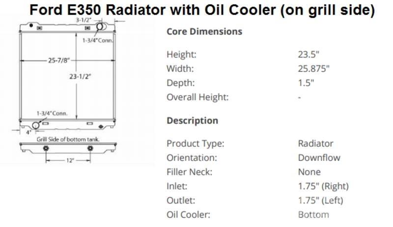 Ford E350 Radiateurs