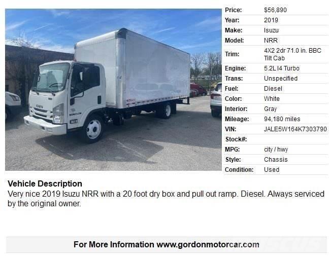 Isuzu NRR Camion Fourgon