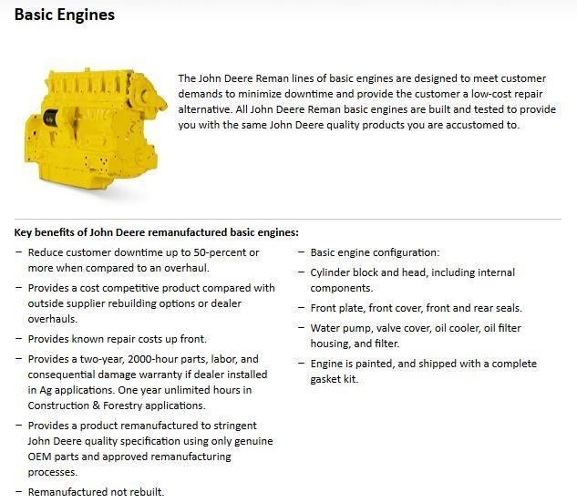 John Deere 6466T Moteur