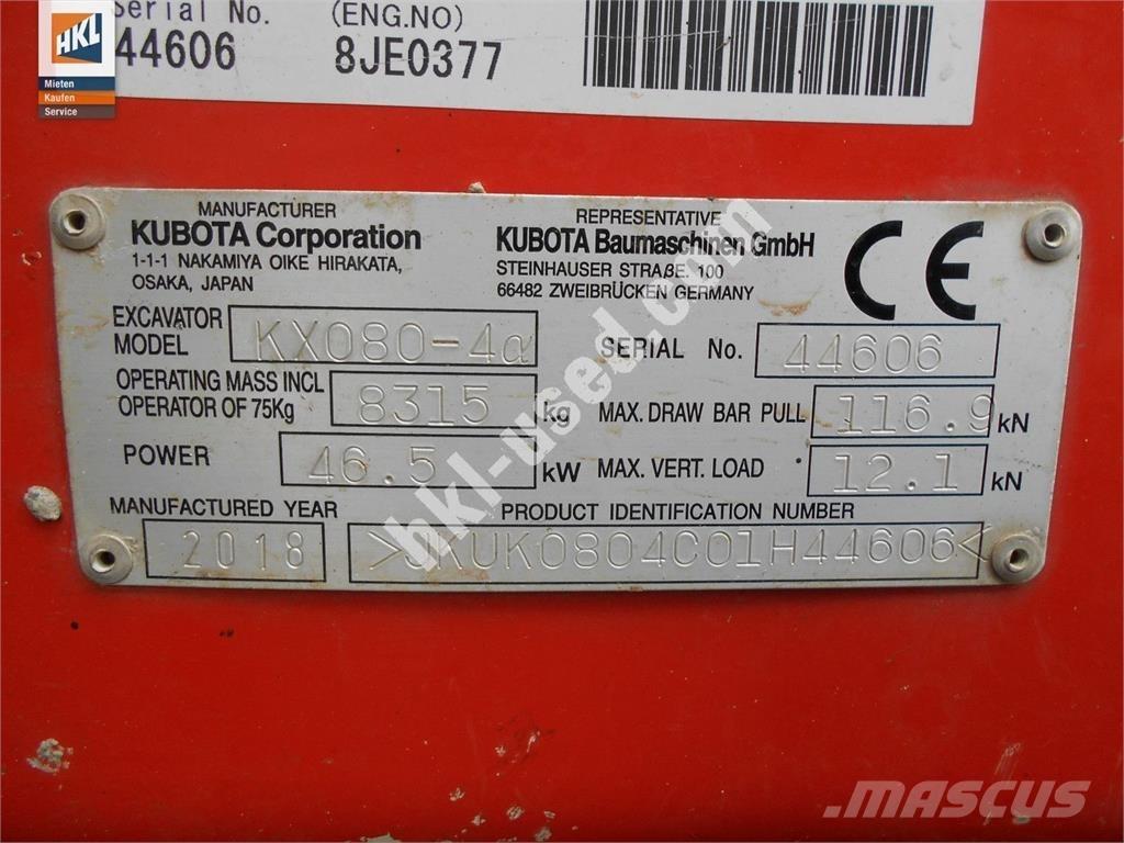 Kubota KX 080-4 Mini pelle < 7t