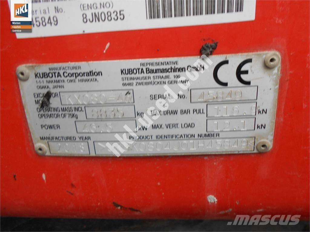 Kubota KX 080-4 Mini pelle < 7t
