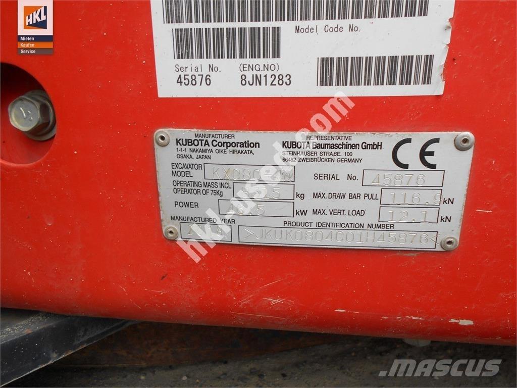Kubota KX 080-4 Mini pelle < 7t