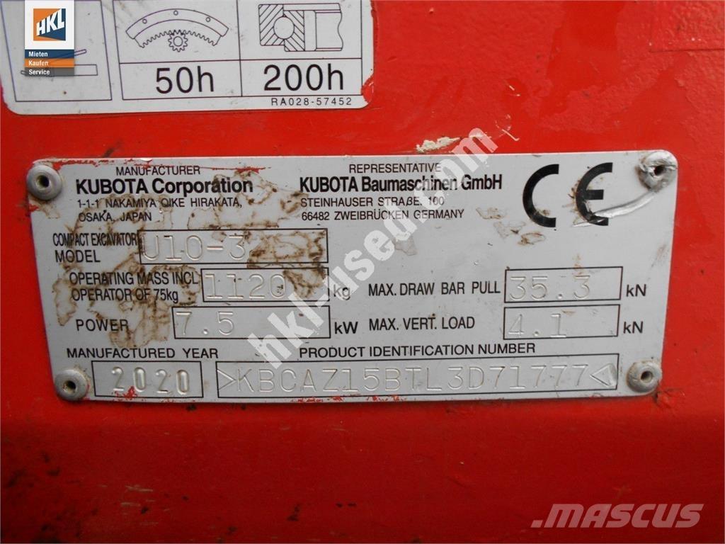 Kubota U 10-3 Mini pelle < 7t