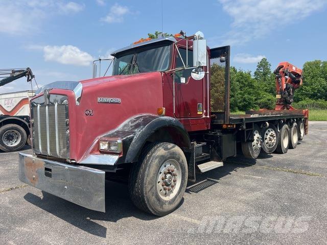 Kenworth T800 Camion plateau ridelle avec grue
