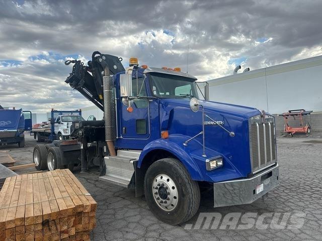 Kenworth T800 Camion plateau ridelle avec grue