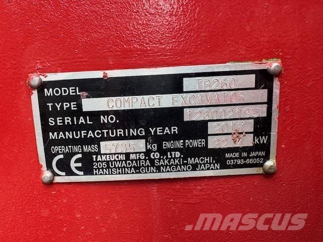 Takeuchi TB260 Mini pelle 7t-12t