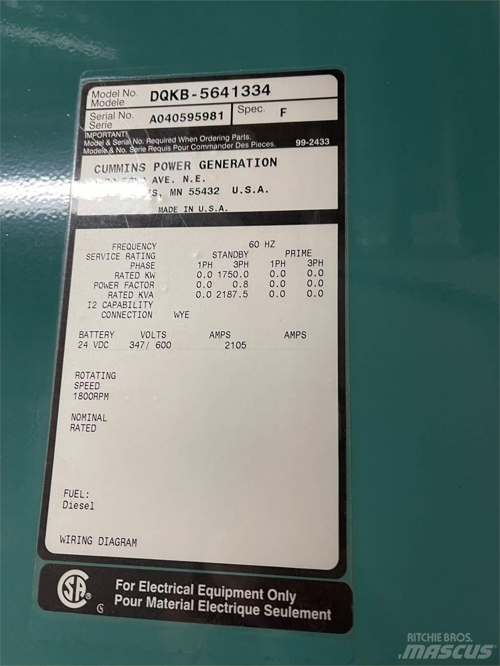 Cummins DQKB-5641334 Générateurs diesel