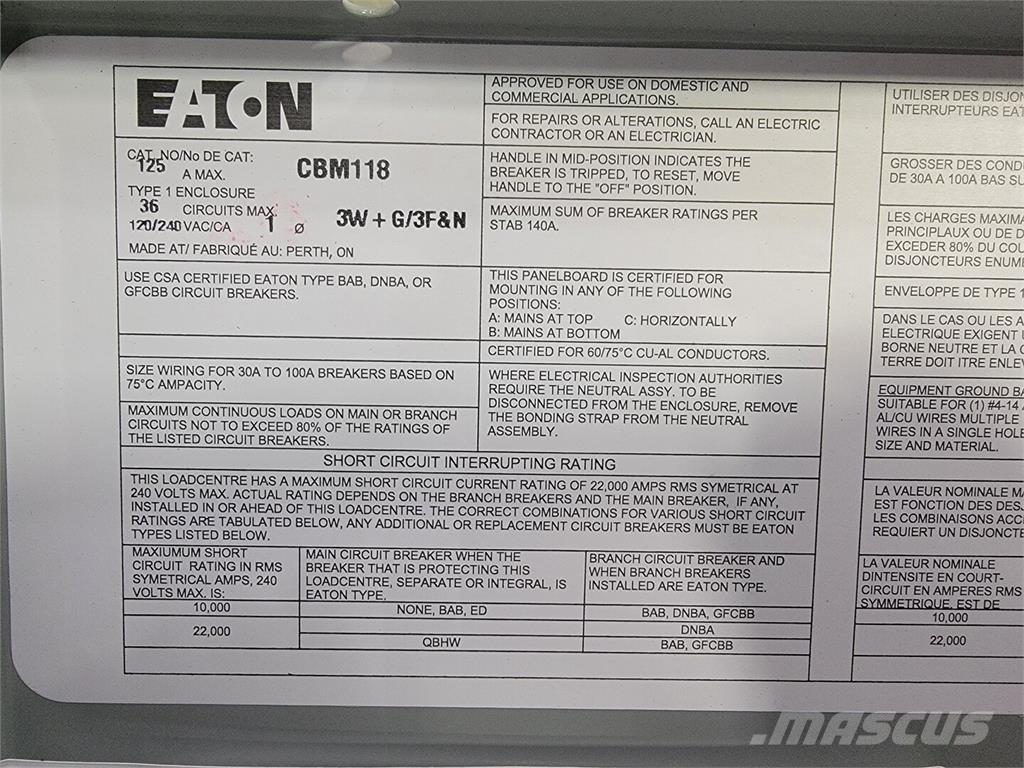 Eaton CBM118 Construction - Autres
