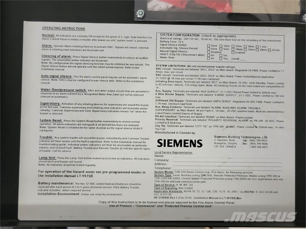 Siemens TXR-320 Construction - Autres