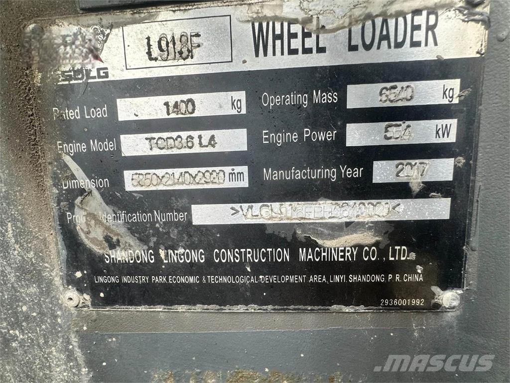 SDLG L918F Chargeuse sur pneus