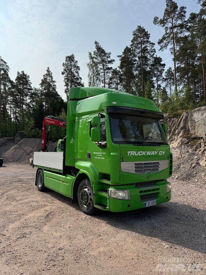 Renault Premium Camion plateau ridelle avec grue
