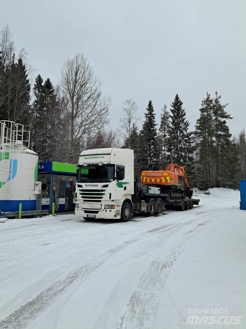 Scania r 560 Camion plateau ridelle avec grue