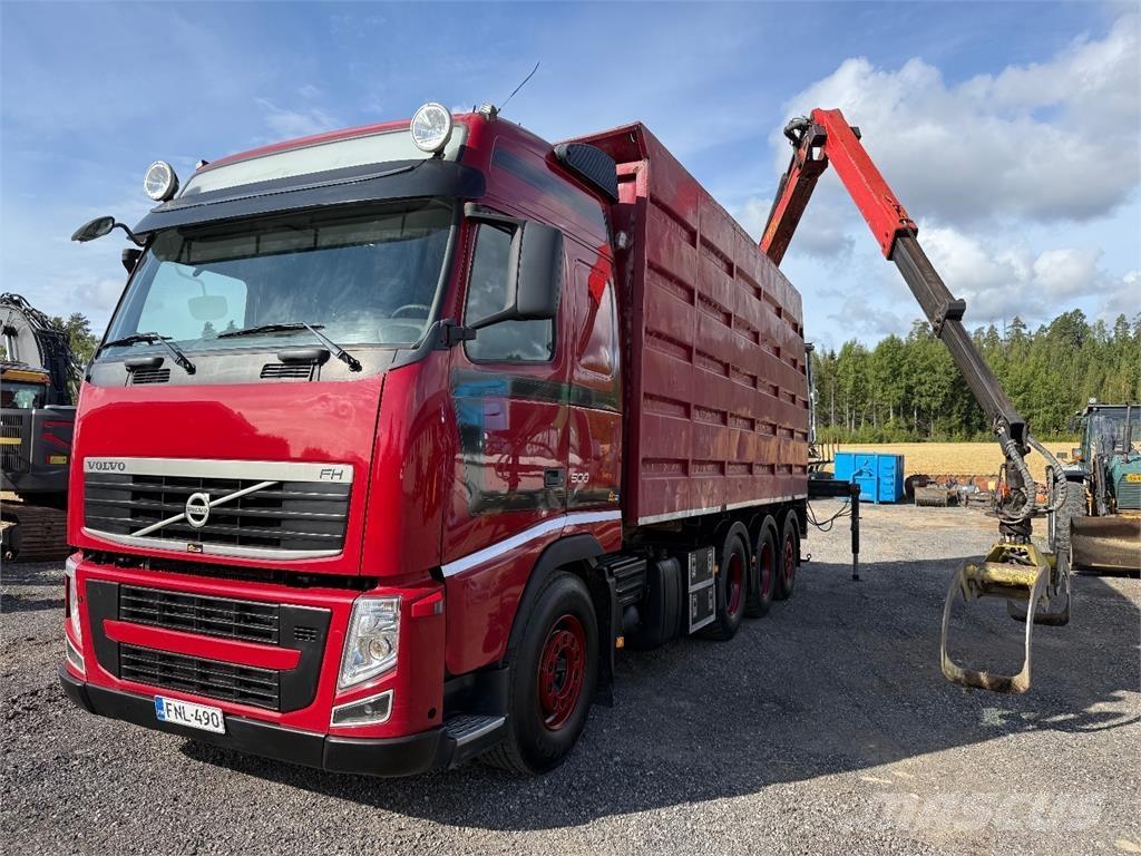 Volvo FH500 Camion plateau ridelle avec grue