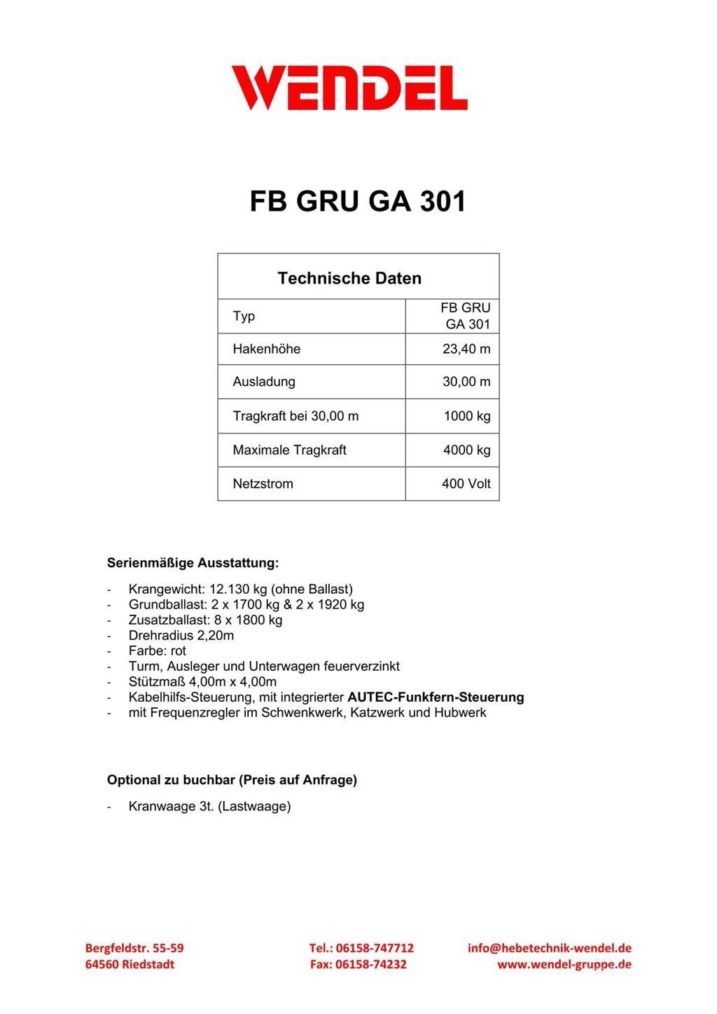 FB GRU GA 301 Grue à tour