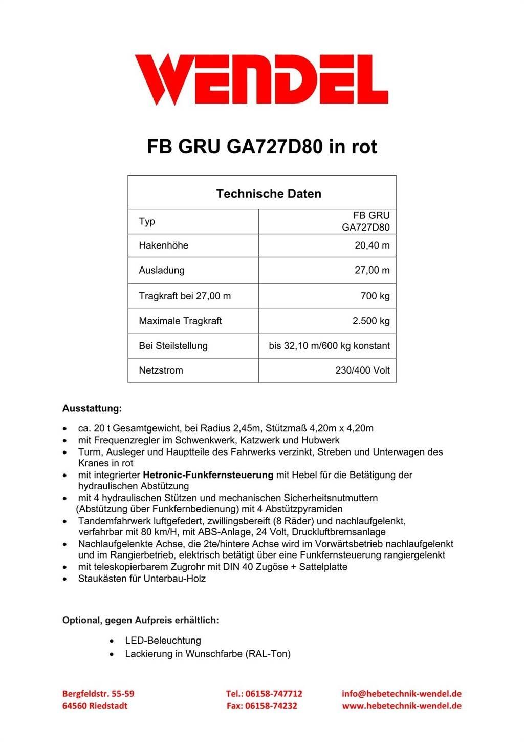 FB GRU GA727D80 Grue à tour