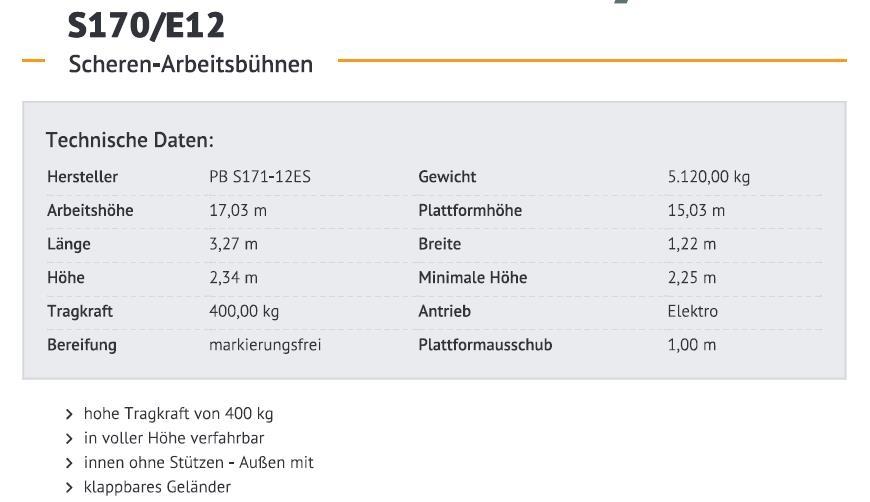 PB S171-12ES Nacelle ciseaux