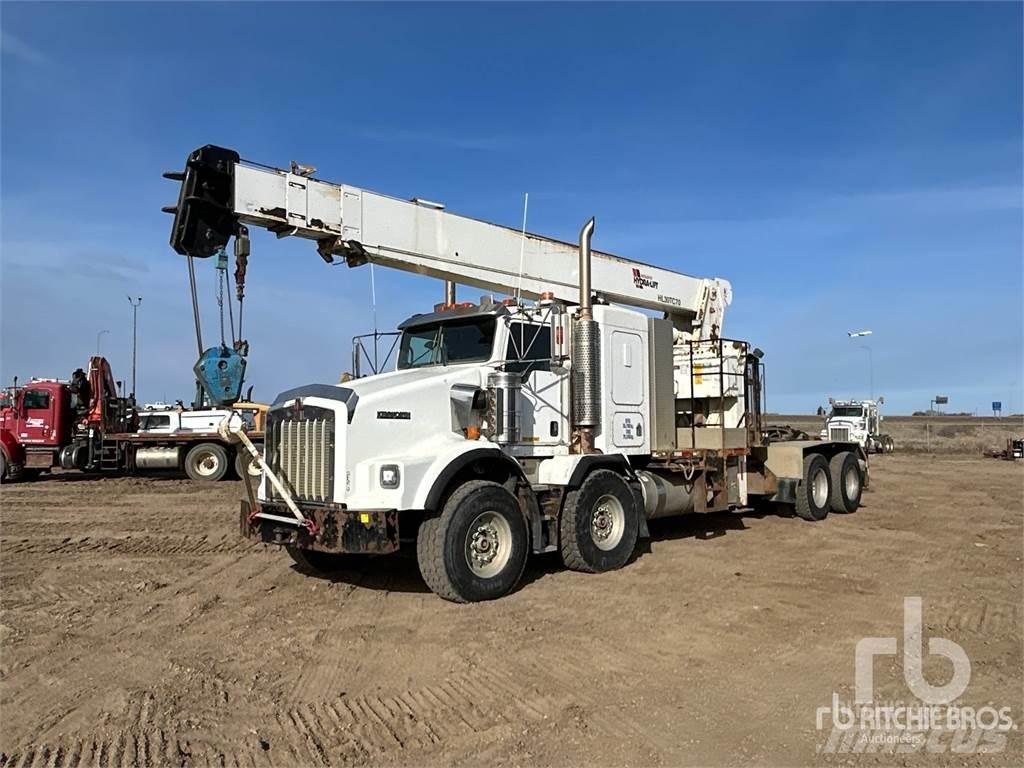 Kenworth T800 Camion plateau ridelle avec grue