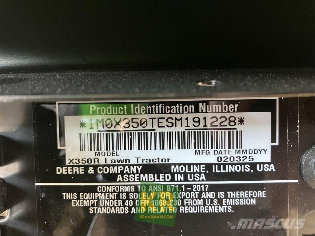 John Deere X350R Tondeuses montées