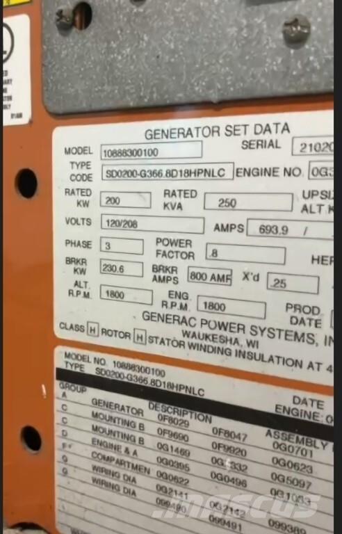 Generac SD200 Générateurs diesel