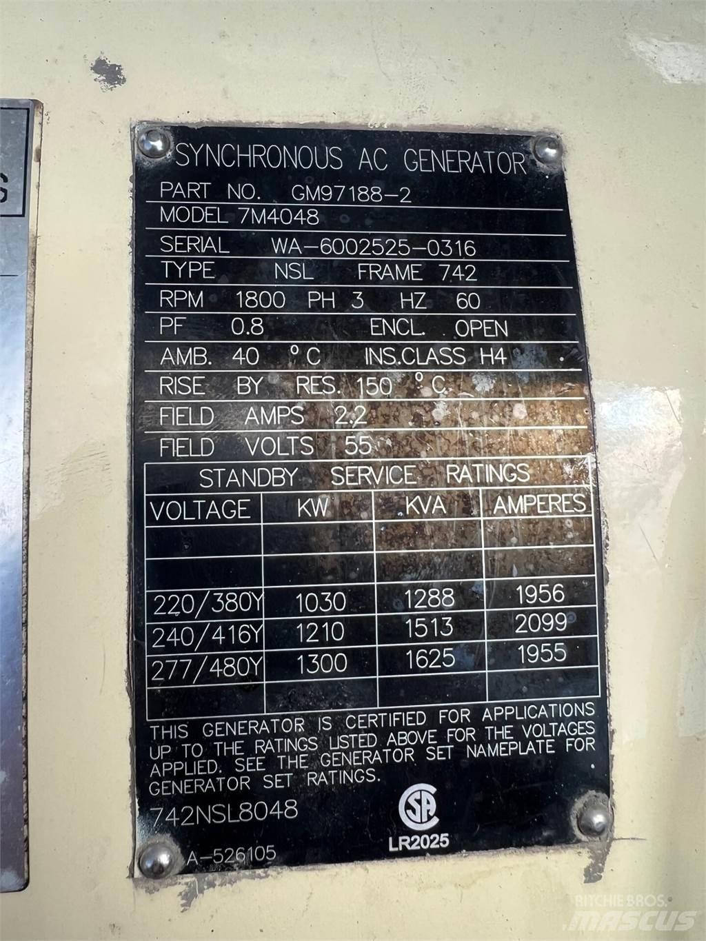 Kohler 1000kW Générateurs au gaz