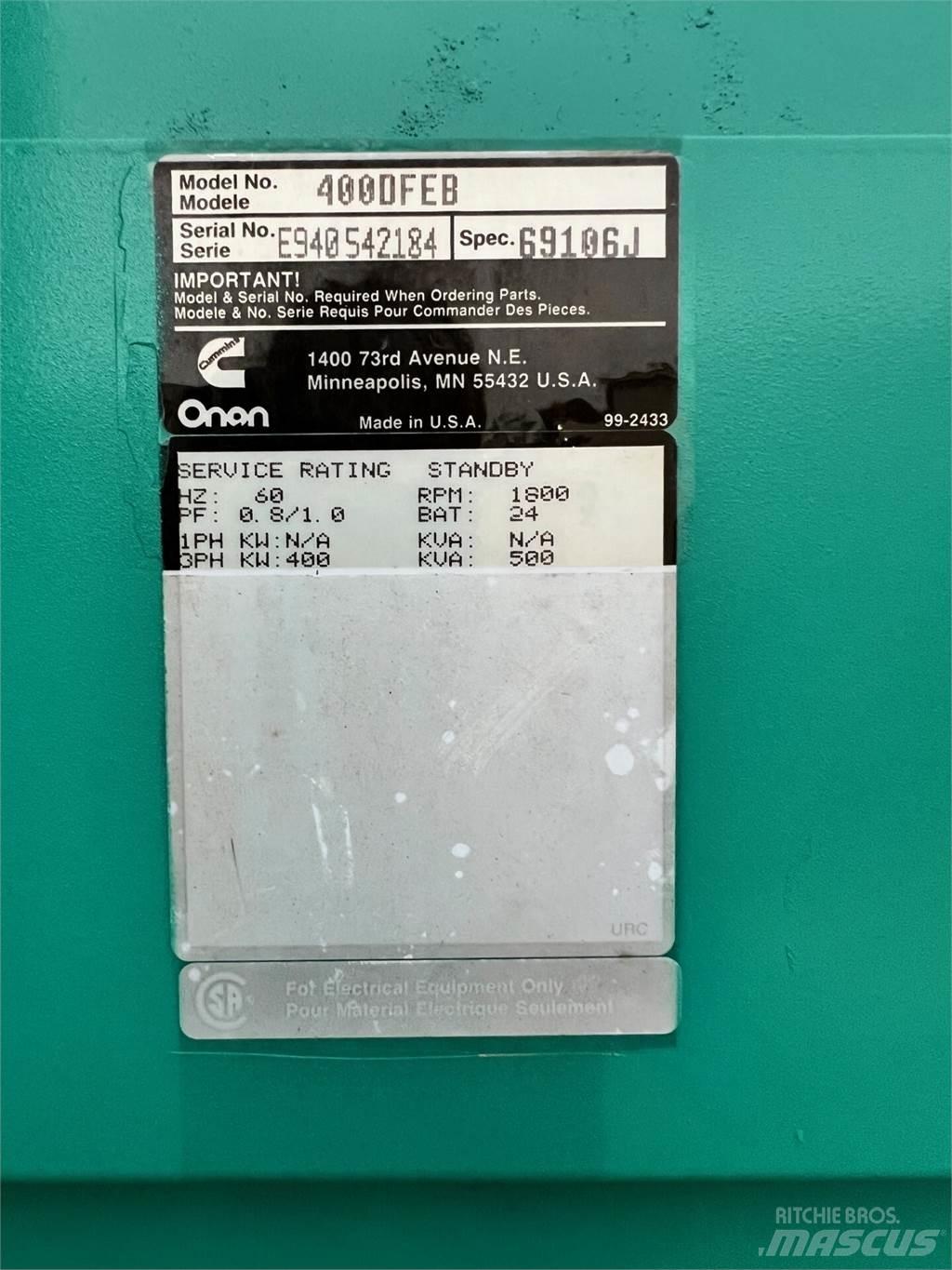 Onan 400kW Autres générateurs