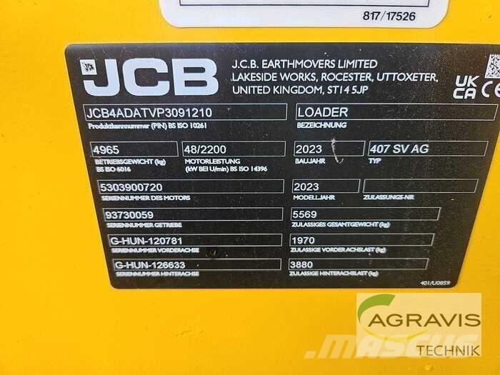 JCB 407 AGRI STUFE V Chargeuse sur pneus