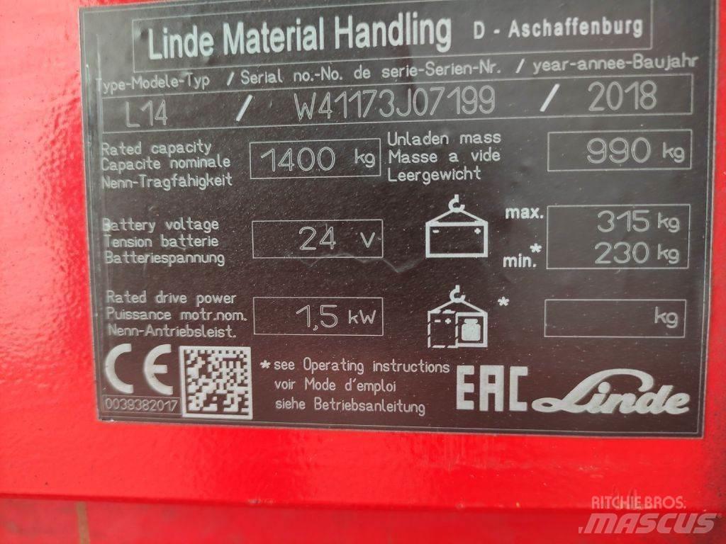 Linde L14i Gerbeur accompagnant