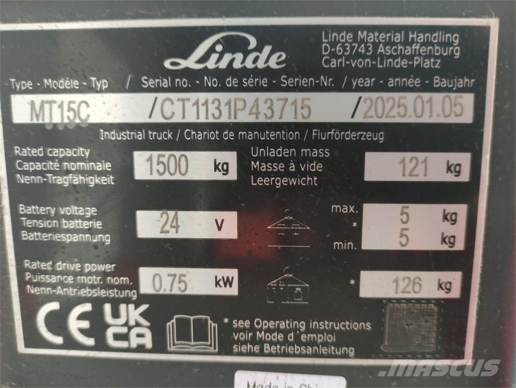 Linde MT15C Transpalette accompagnant