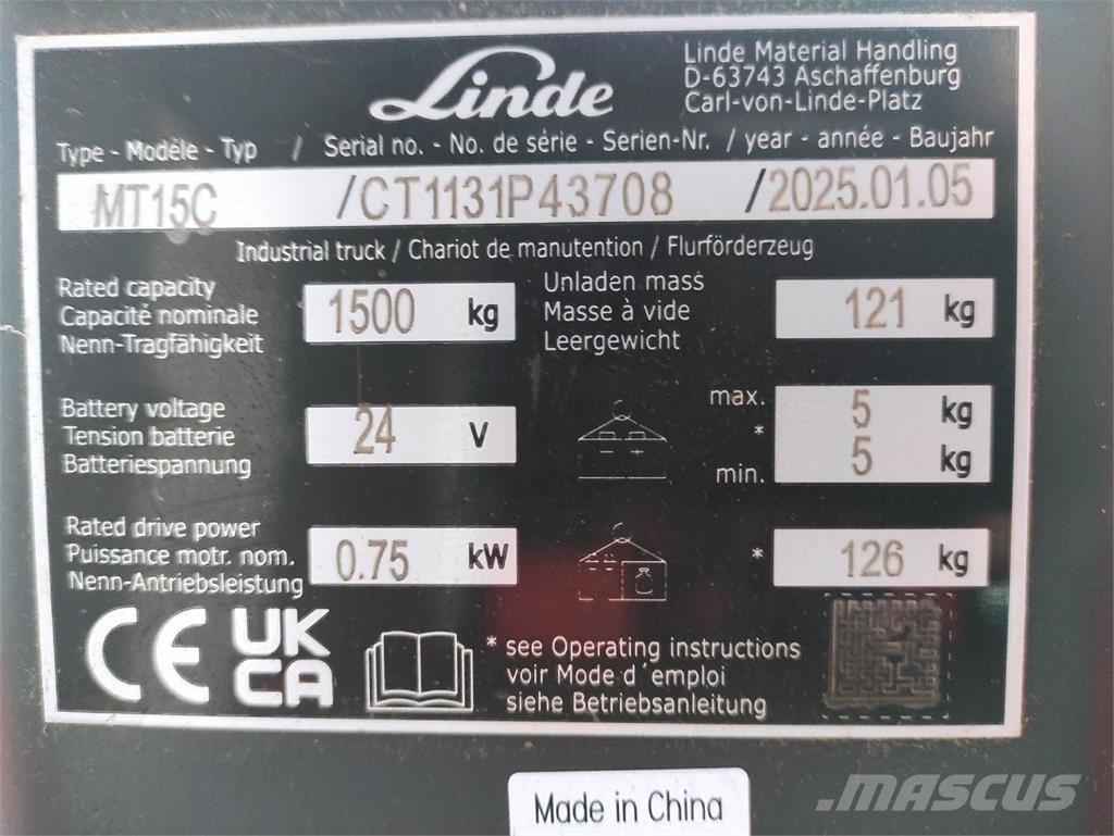 Linde MT15C Transpalette accompagnant