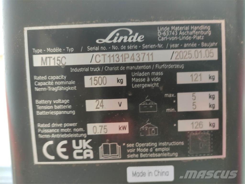 Linde MT15C Transpalette accompagnant