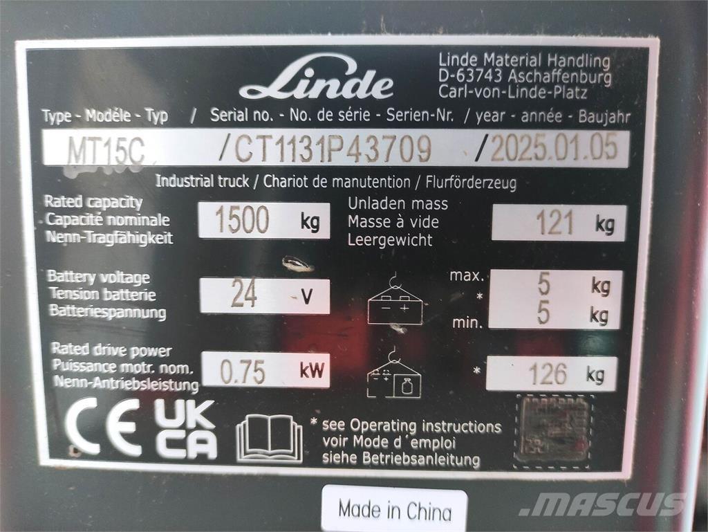 Linde MT15C Transpalette accompagnant