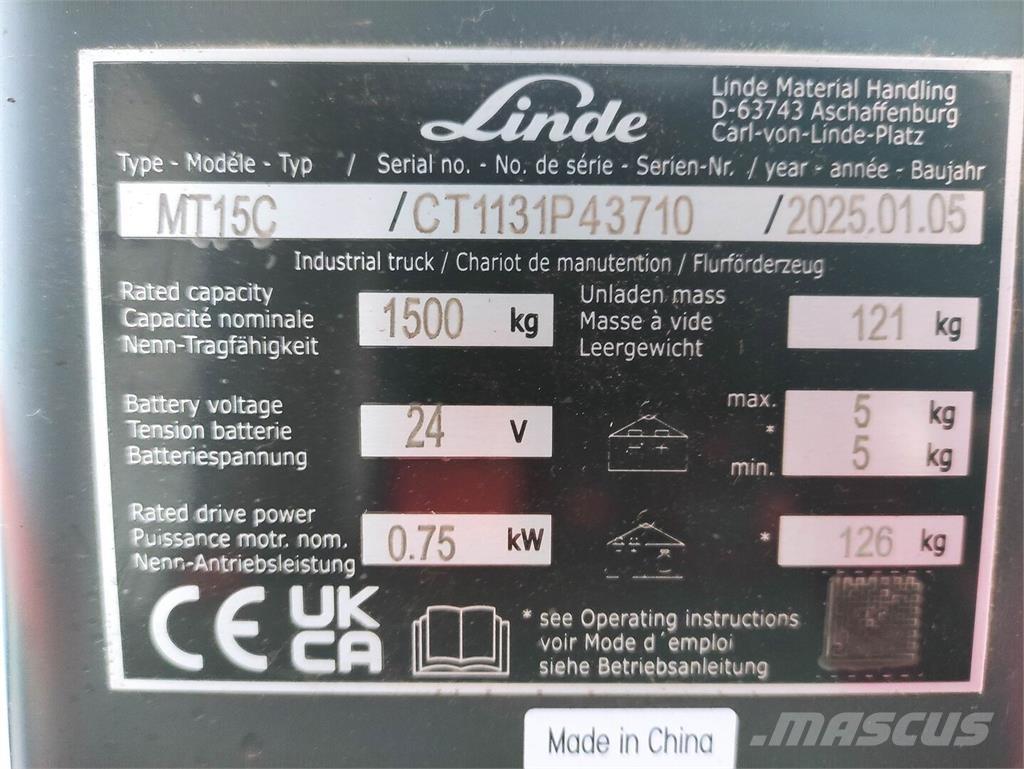 Linde MT15C Transpalette accompagnant