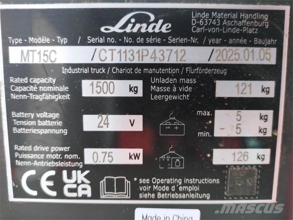 Linde MT15C Transpalette accompagnant