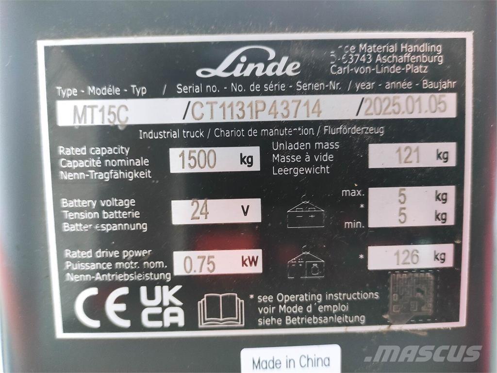 Linde MT15C Transpalette accompagnant