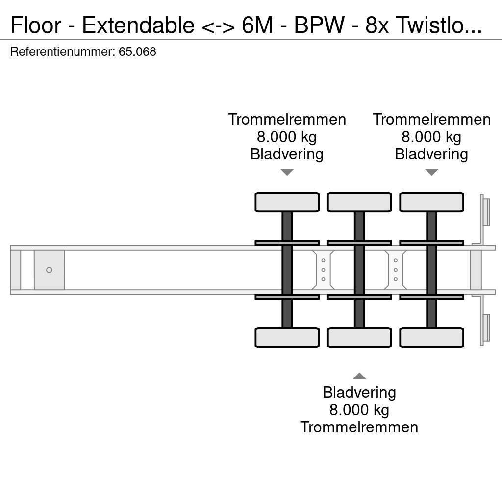 Floor - Extendable <-> 6M - BPW - 8x Twistlock - Spring Semi remorque surbaissée