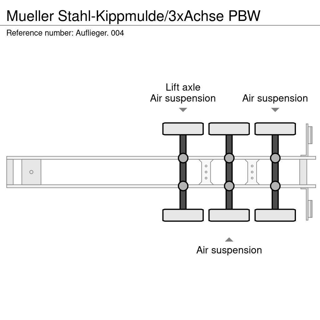  Mueller Stahl-Kippmulde/3xAchse PBW Benne semi remorque