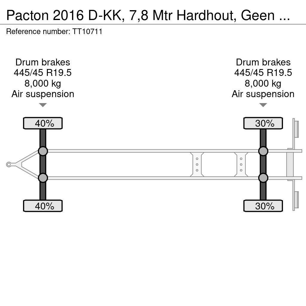 Pacton 2016 D-KK, 7,8 Mtr Hardhout, Geen Roest, APK: 12-2 Remorque ridelle