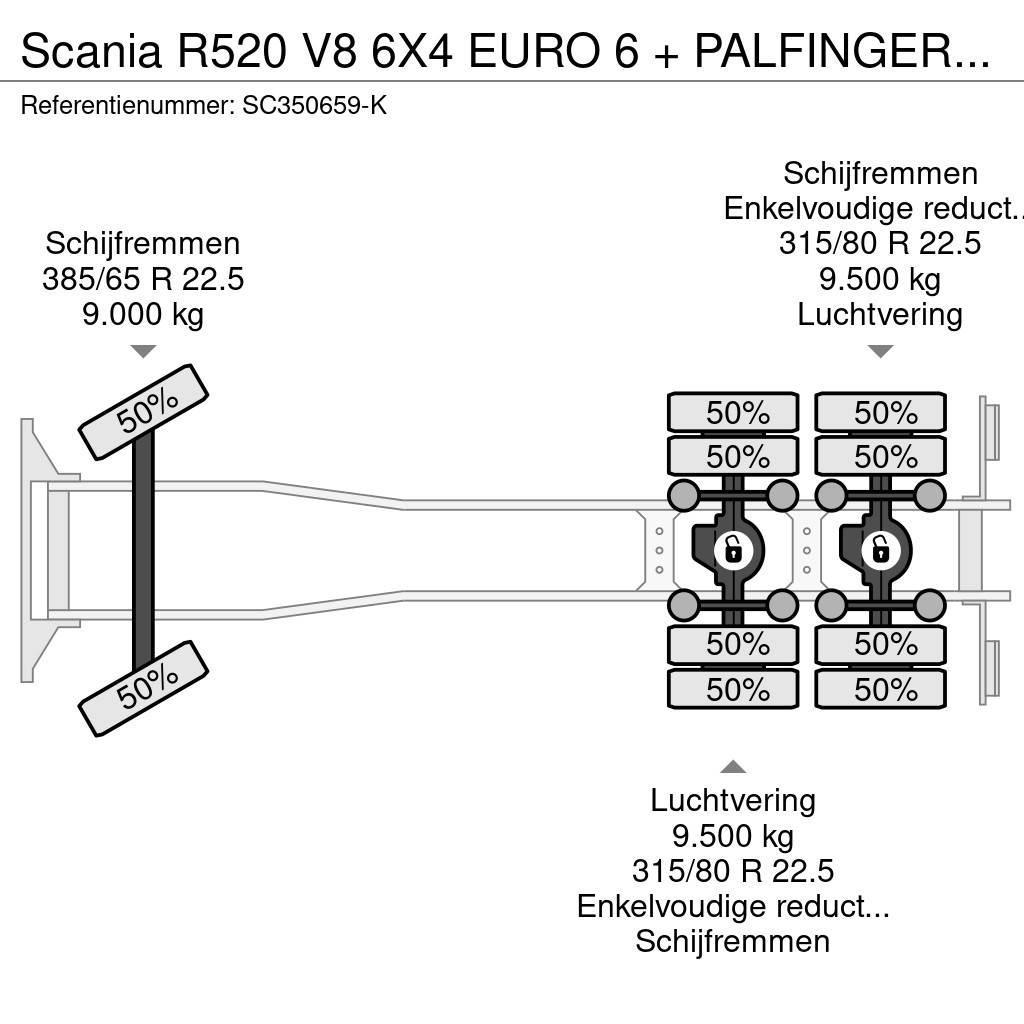 Scania R520 V8 6X4 EURO 6 + PALFINGER EPSILON E250Z95 Grues tout terrain