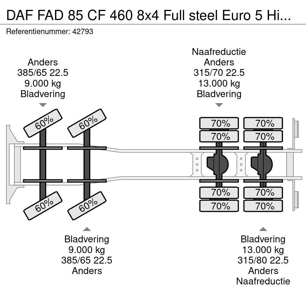 DAF FAD 85 CF 460 8x4 Full steel Euro 5 Hiab 20 Tonmet Camion ampliroll