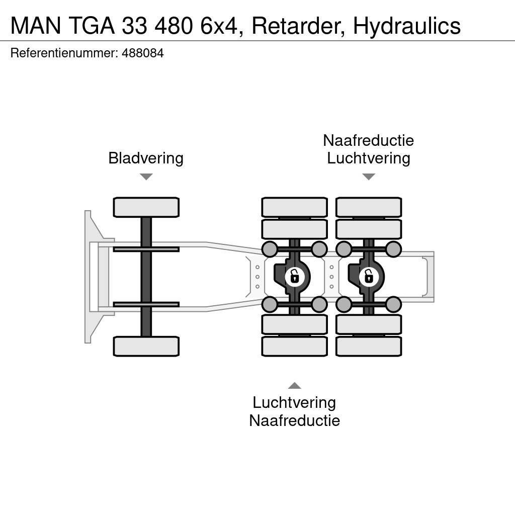 MAN TGA 33 480 6x4, Retarder, Hydraulics Tracteur routier