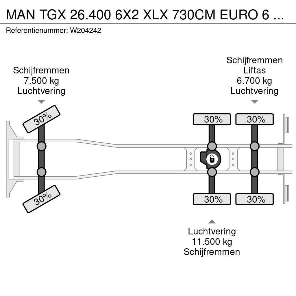 MAN TGX 26.400 6X2 XLX 730CM EURO 6 AHK NL Truck Châssis cabine