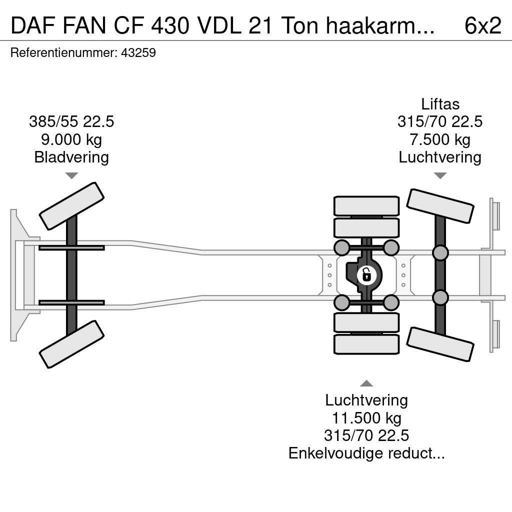 DAF FAN CF 430 VDL 21 Ton haakarmsysteem Camion ampliroll