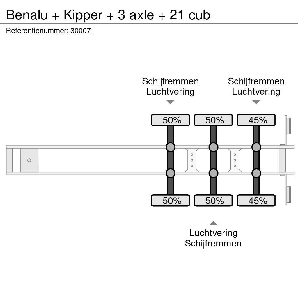 Benalu + Kipper + 3 axle + 21 cub Benne semi remorque