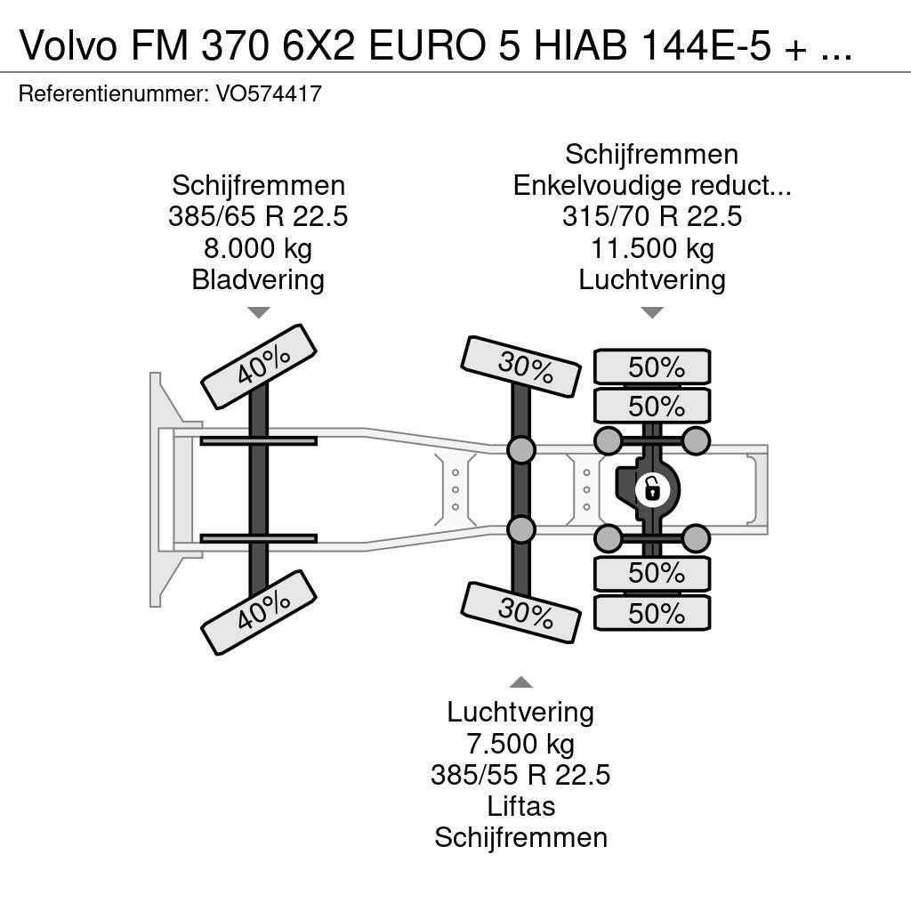 Volvo FM 370 6X2 EURO 5 HIAB 144E-5 + REMOTE Tracteur routier