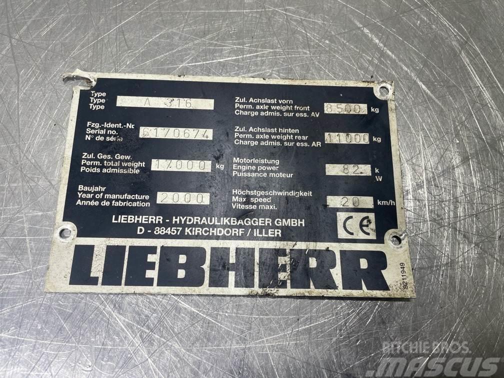 Liebherr A316 -  (For parts) Pelle sur pneus